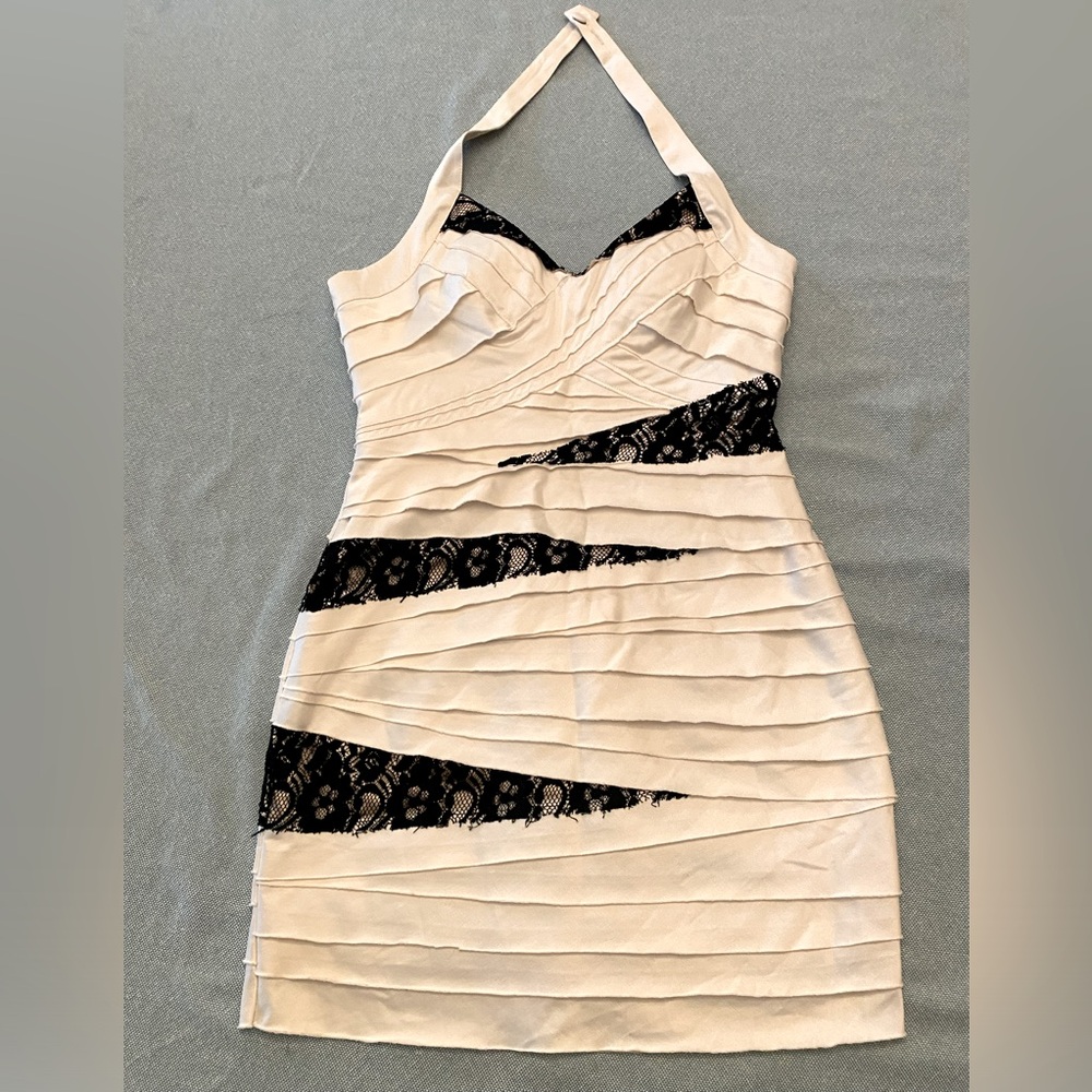 Bebe Halter mini dress, size Medium, measurements in photos.